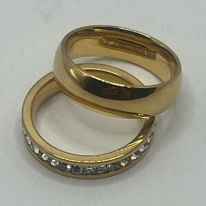 Stainless steel Elegant Gold and Silver Women's Ring Set size: 8